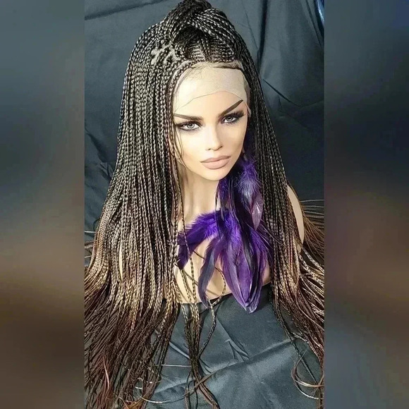 🔥100% Handmade Braided Wig  26” Auburn Ombre, Full Frontal 13x6, Straps & Combs - Picture 12 of 15